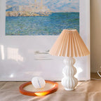 Lampe de table en céramique à abat-jour plissé de style nordique pour salon