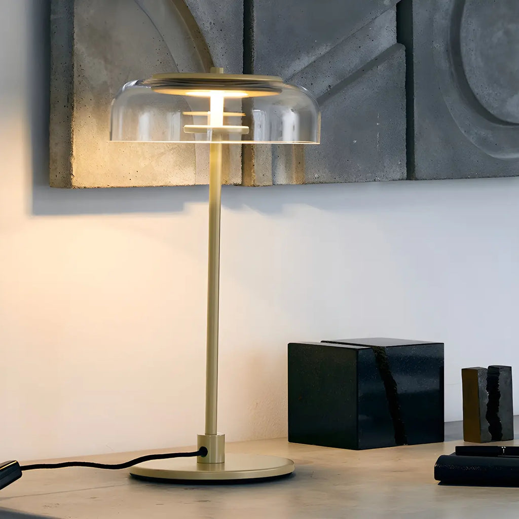 Lampe de table dorée simple en verre pour salon