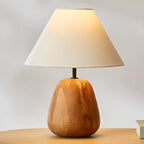 Lampe de table rustique en bois blanc à brancher pour usage résidentiel