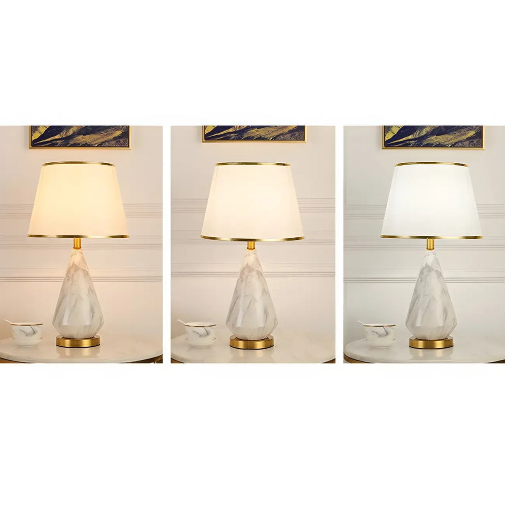 Lampe de table moderne en métal blanc géométrique pour usage résidentiel