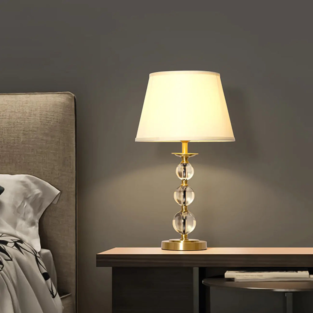 Lampe de table géométrique en cristal et métal doré pour chambre à coucher