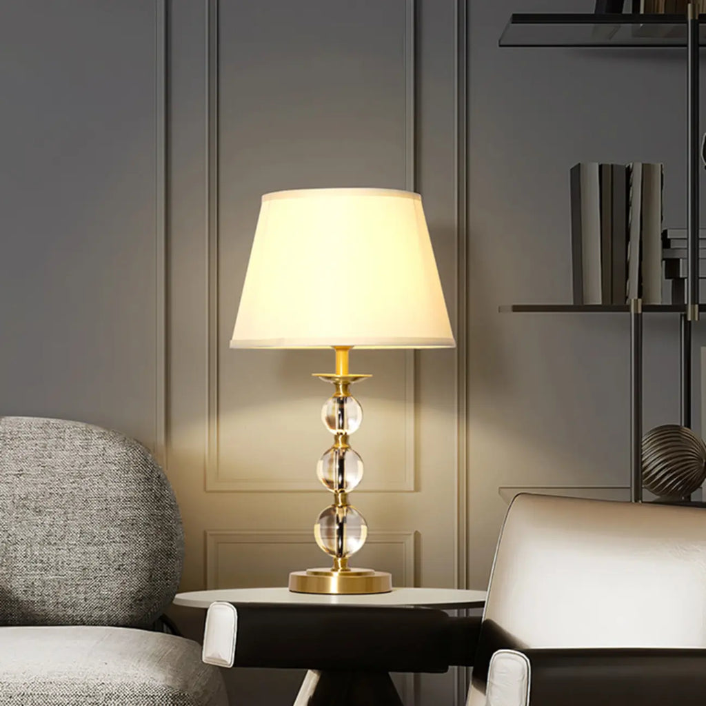 Lampe de table géométrique en cristal et métal doré pour chambre à coucher