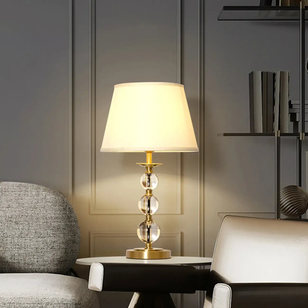 Lampe de table géométrique en cristal et métal doré pour chambre à coucher