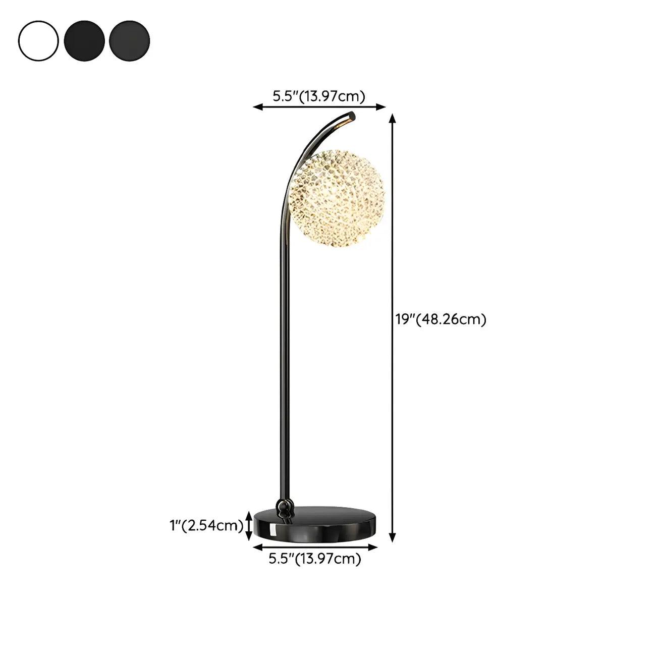 Lampe de table élégante en métal tricolore avec globe pour chambre