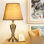 Lampe de table géométrique en laiton de luxe, à brancher, pour chambre à coucher