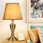 Lampe de table géométrique en laiton de luxe, à brancher, pour chambre à coucher