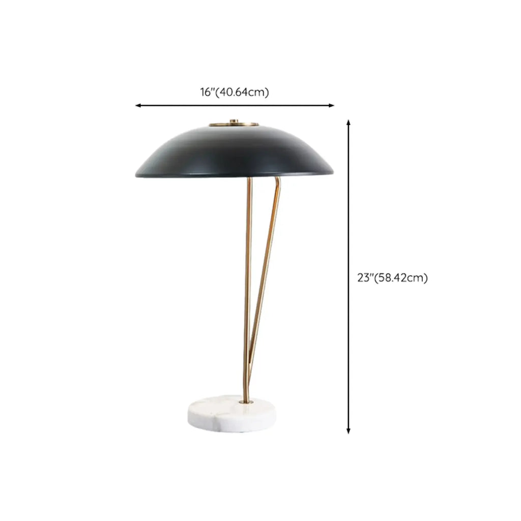 Lampe de table minimaliste en fer noir avec dôme pour chambre