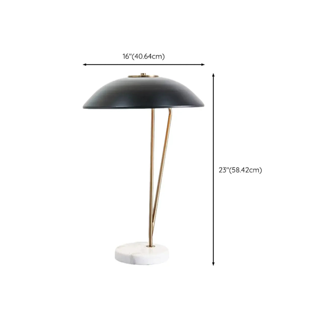 Lampe de table minimaliste en fer noir avec dôme pour chambre