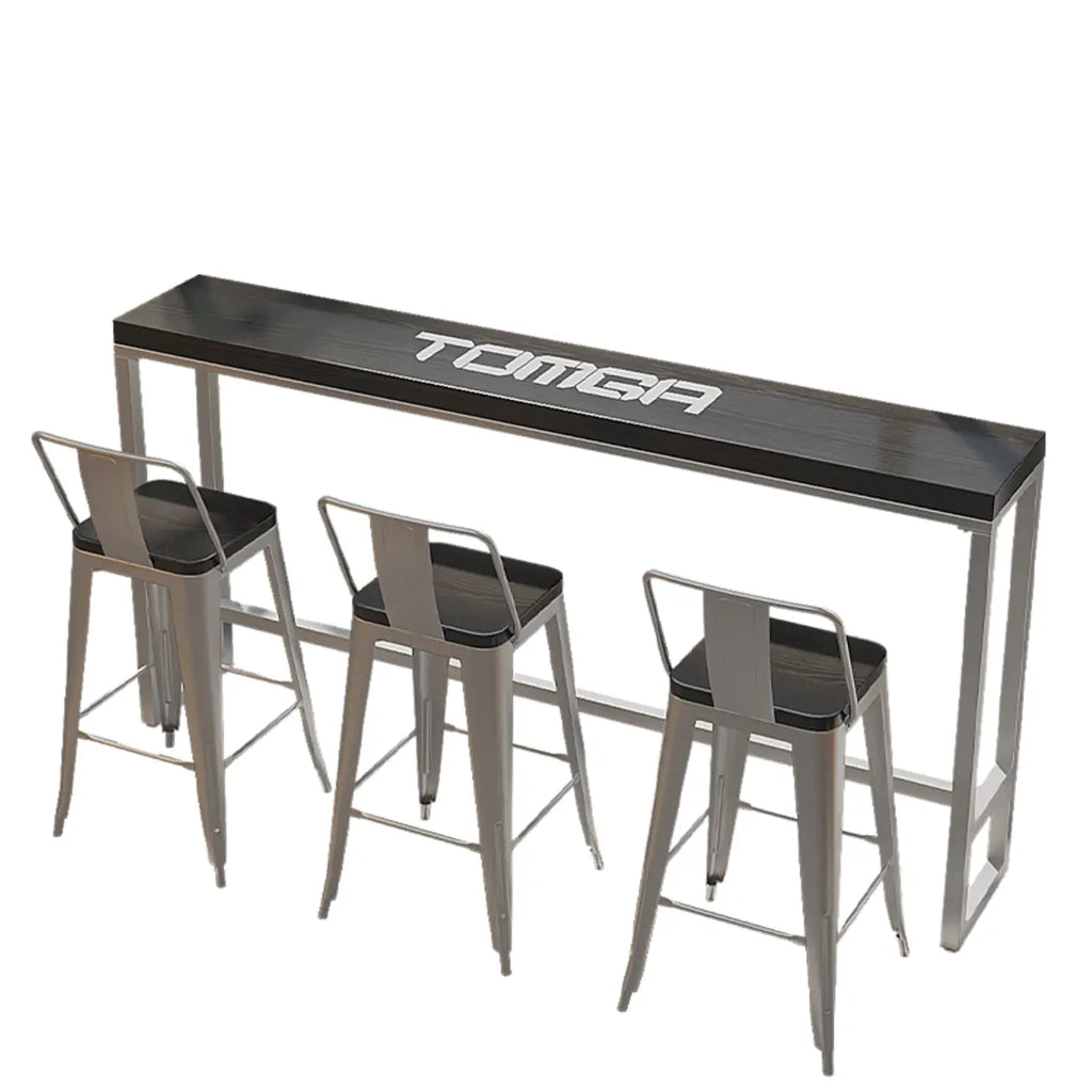 Ensemble table de bar Steampunk noir nuit avec tabourets sans dossier