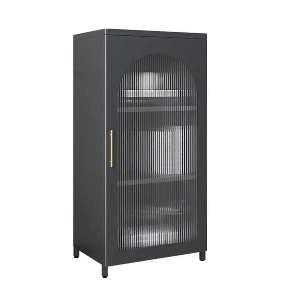 Armoire de rangement verticale moderne en métal avec portes vitrées