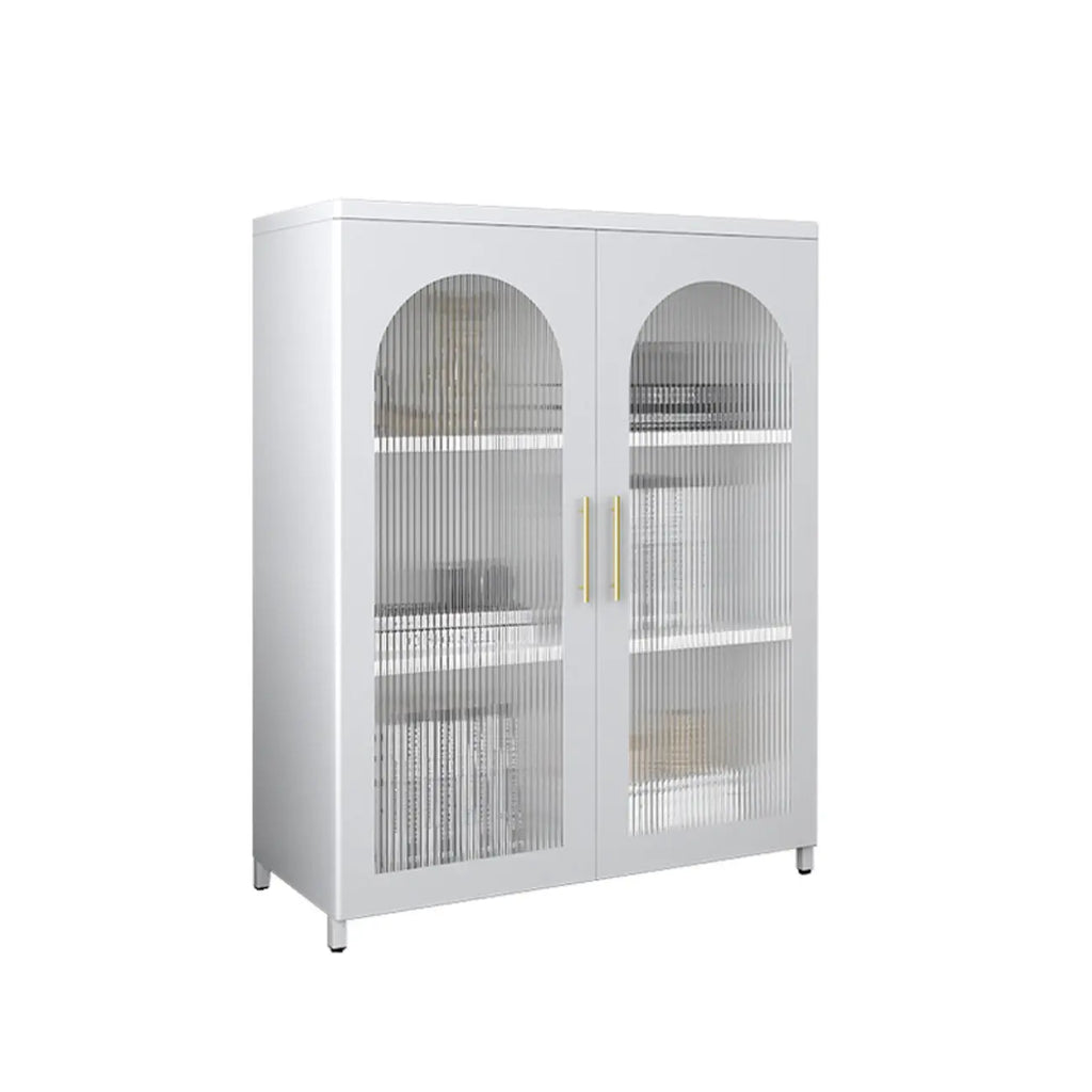 Armoire de rangement verticale moderne en métal avec portes vitrées
