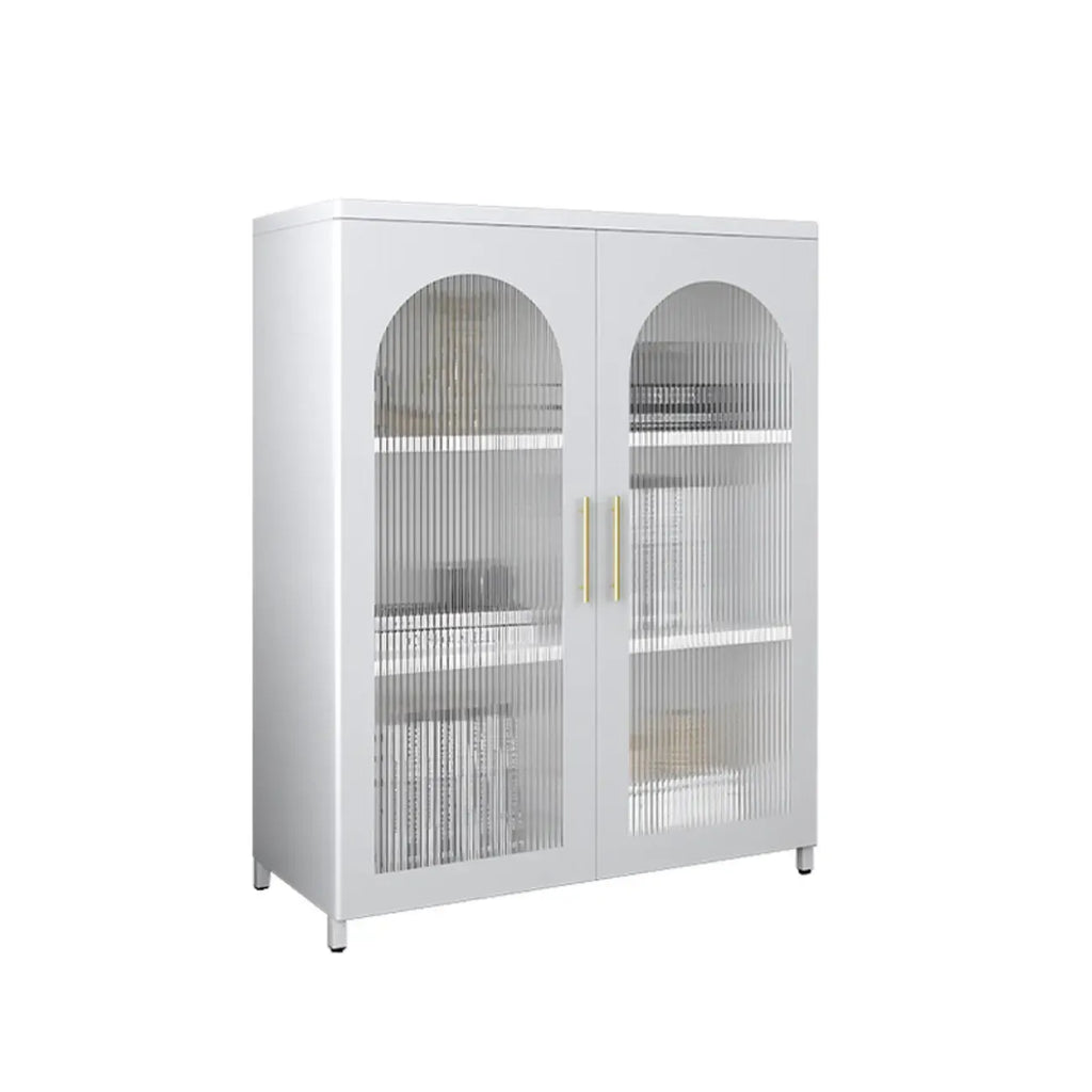 Armoire de rangement verticale moderne en métal avec portes vitrées