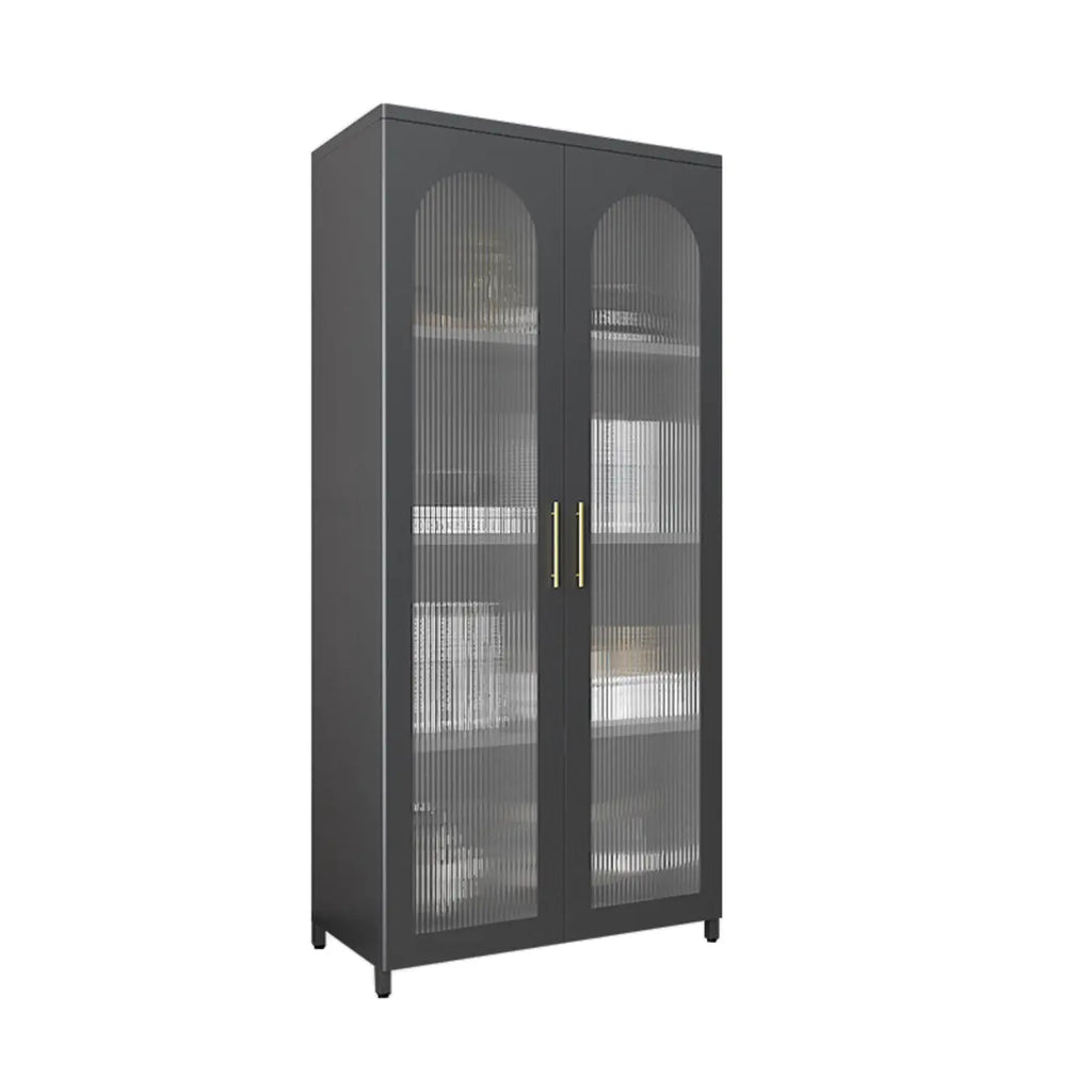 Armoire de rangement verticale moderne en métal avec portes vitrées