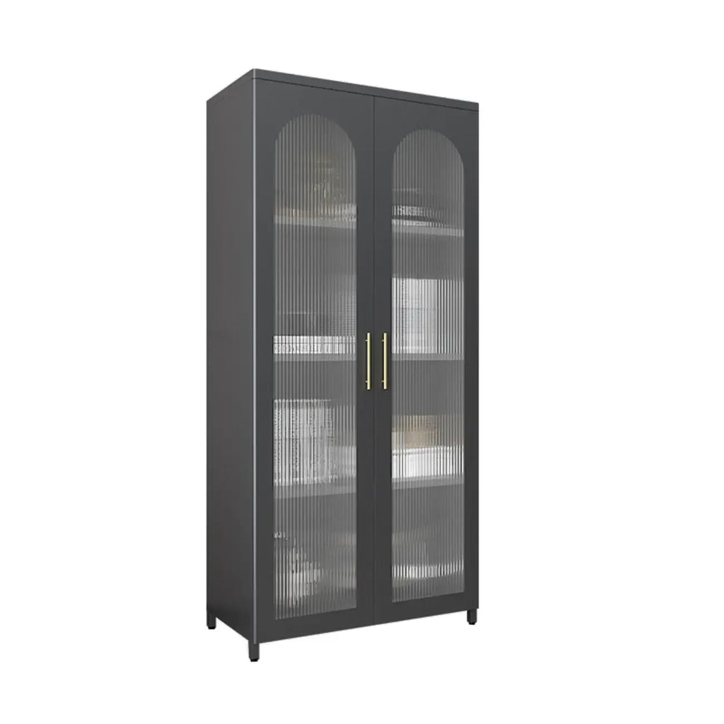 Armoire de rangement verticale moderne en métal avec portes vitrées