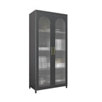 Armoire de rangement verticale moderne en métal avec portes vitrées