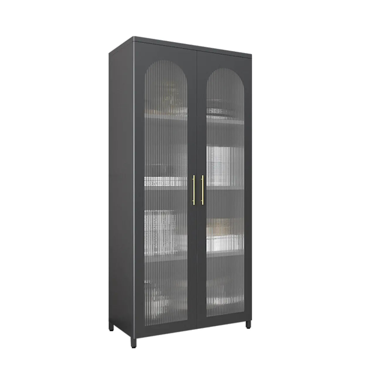 Armoire de rangement verticale moderne en métal avec portes vitrées