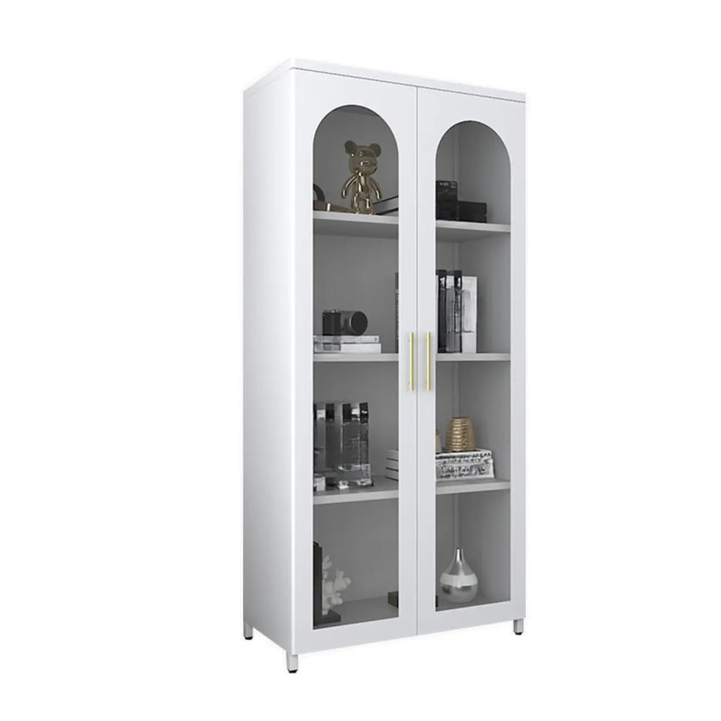 Armoire de rangement verticale moderne en métal avec portes vitrées