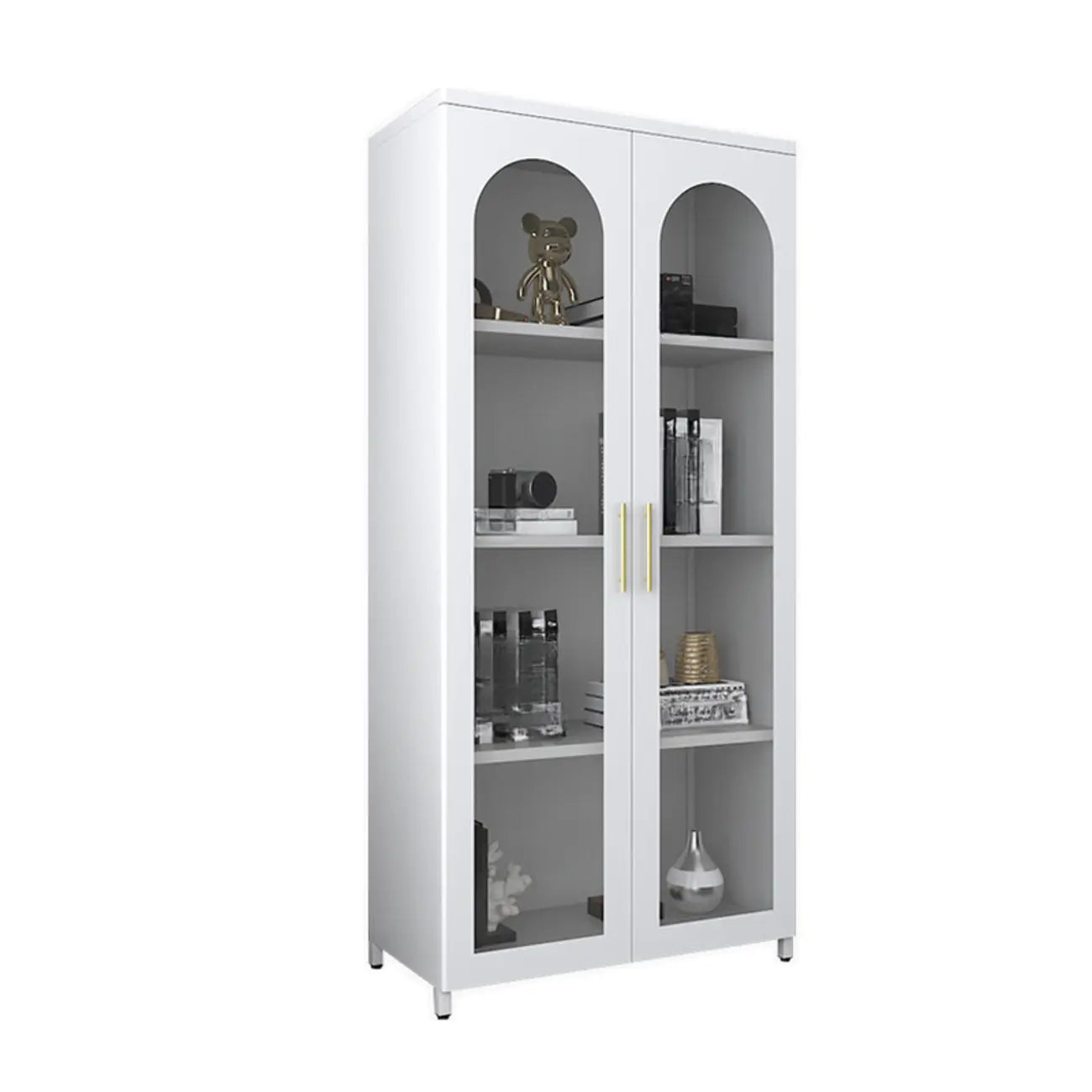 Armoire de rangement verticale moderne en métal avec portes vitrées