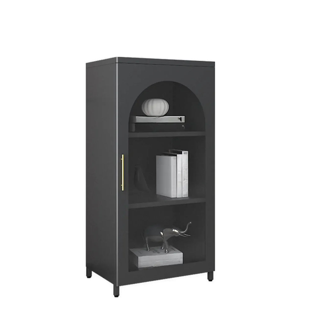 Armoire de rangement verticale moderne en métal avec portes vitrées