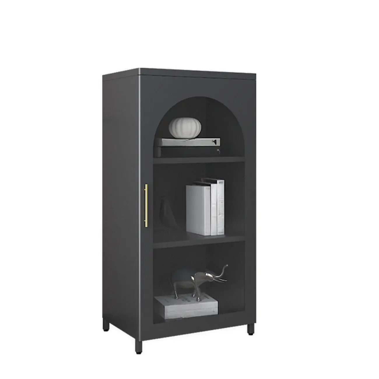 Armoire de rangement verticale moderne en métal avec portes vitrées