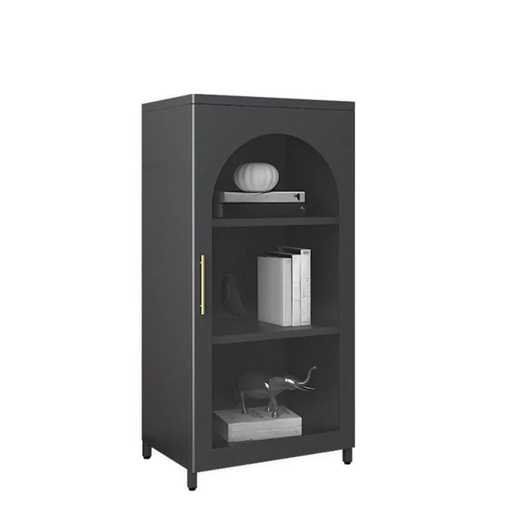 Armoire de rangement verticale moderne en métal avec portes vitrées