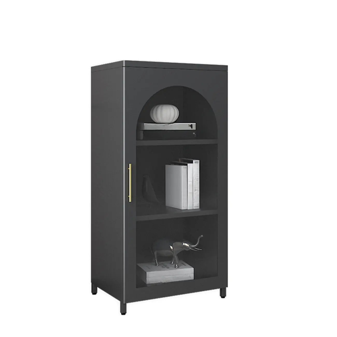 Armoire de rangement verticale moderne en métal avec portes vitrées