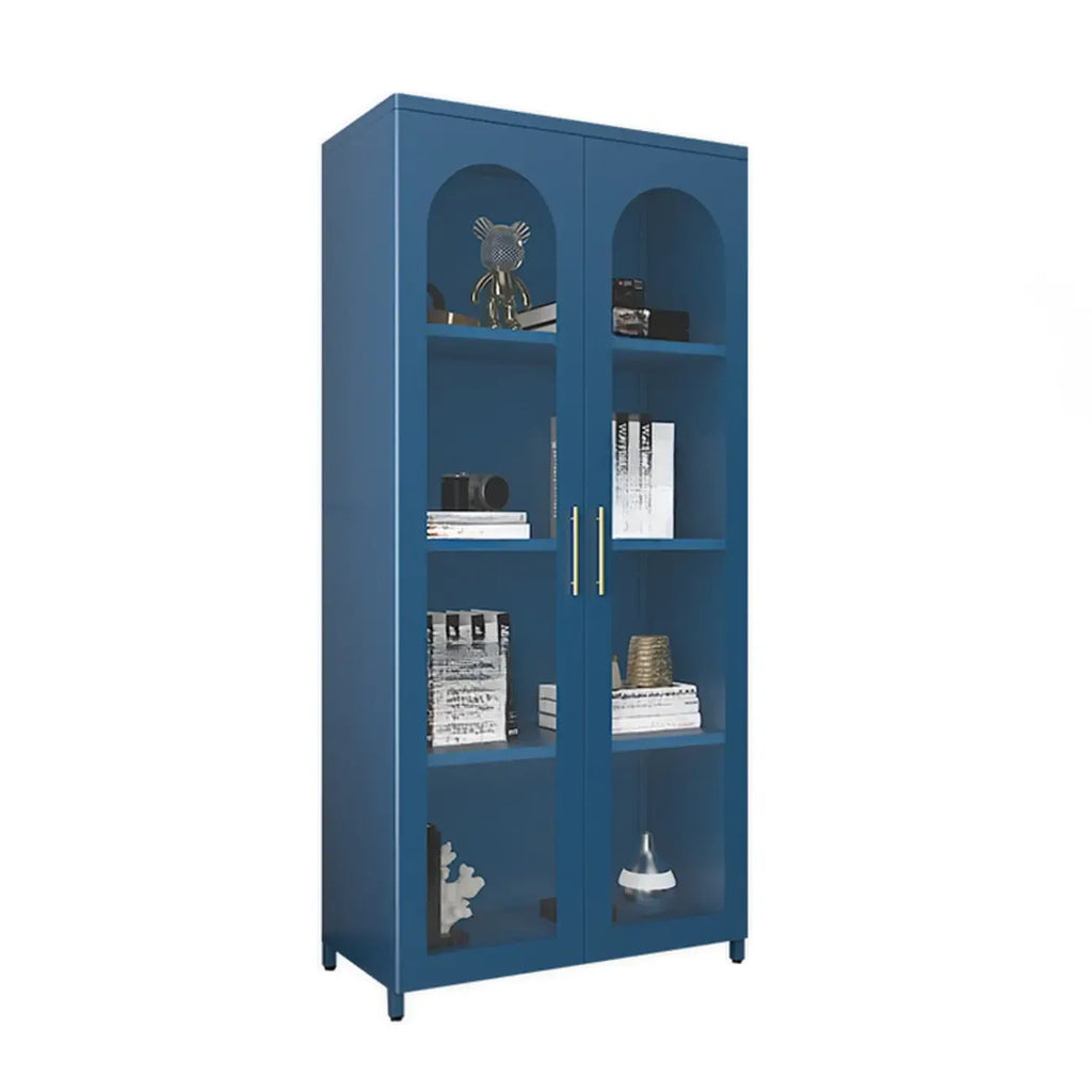 Armoire de rangement verticale moderne en métal avec portes vitrées