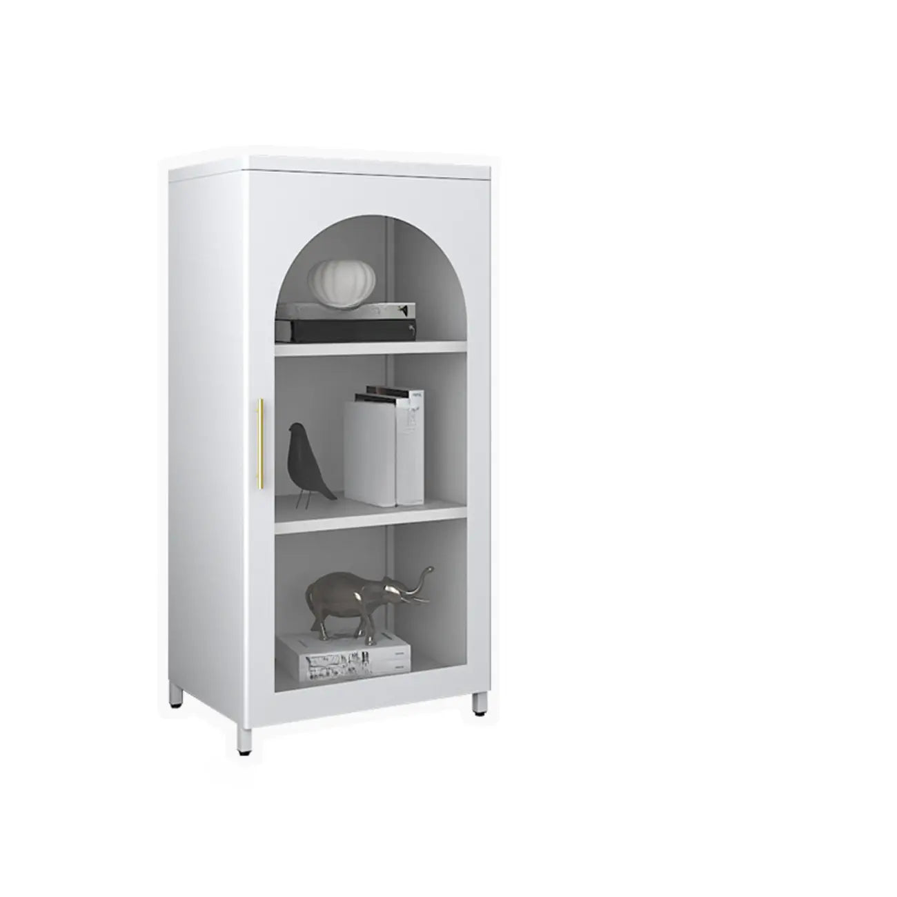 Armoire de rangement verticale moderne en métal avec portes vitrées