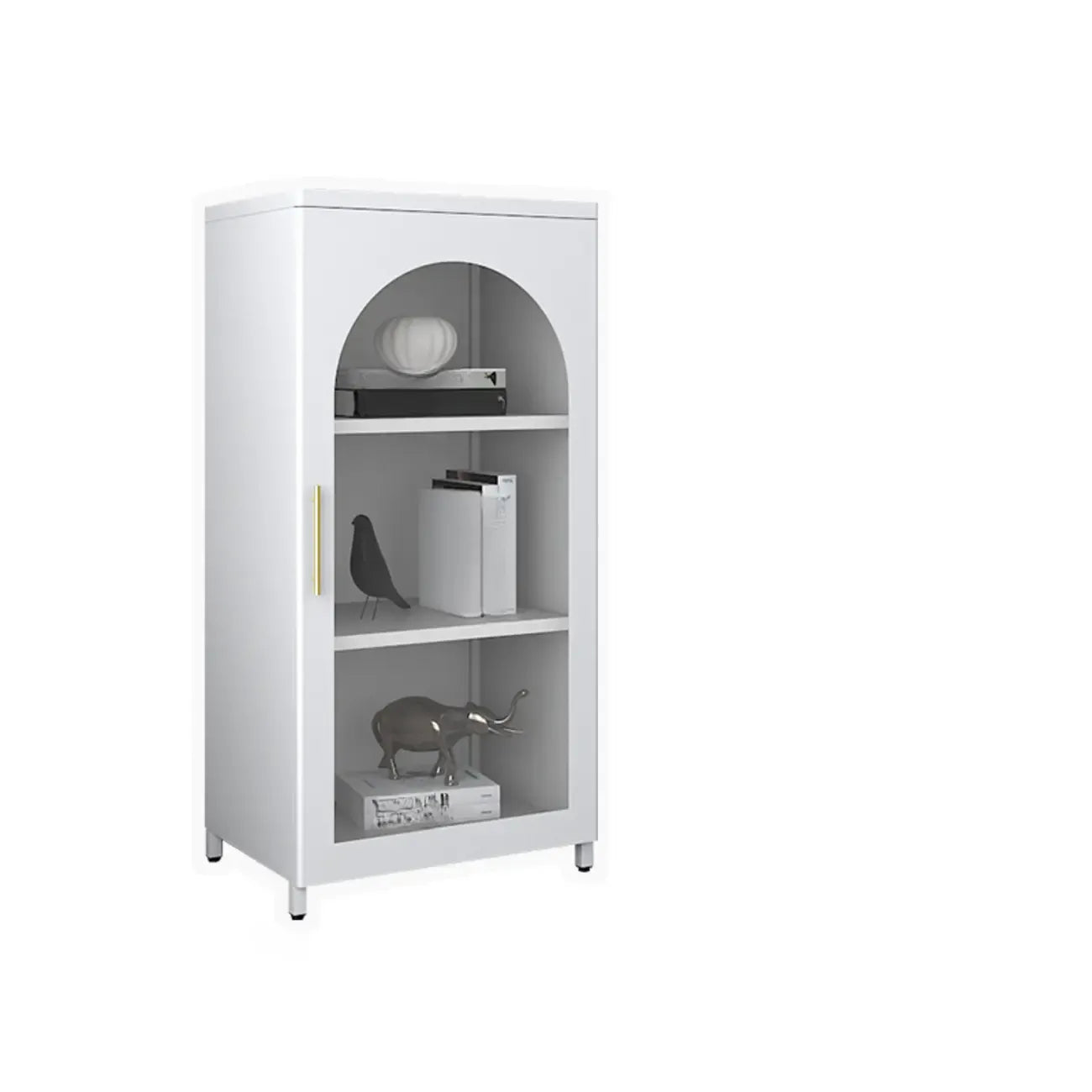 Armoire de rangement verticale moderne en métal avec portes vitrées