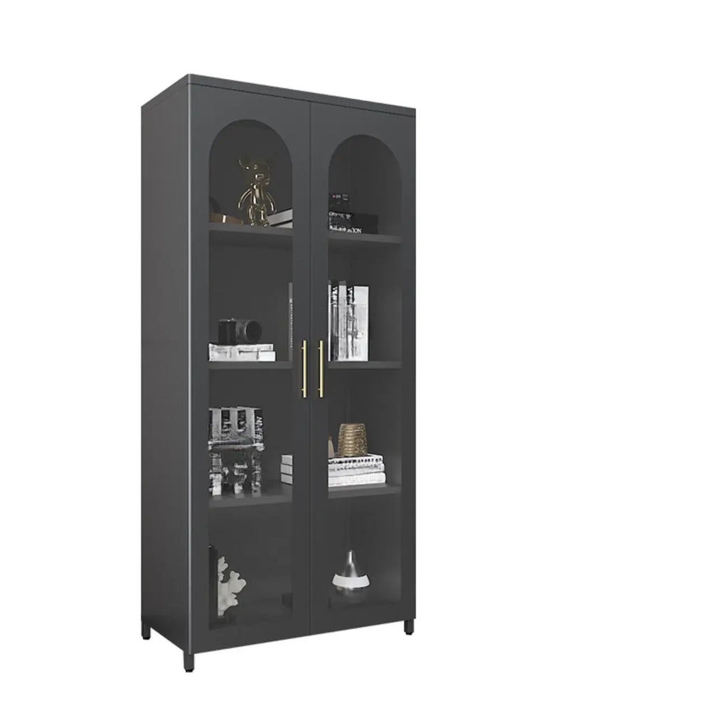 Armoire de rangement verticale moderne en métal avec portes vitrées