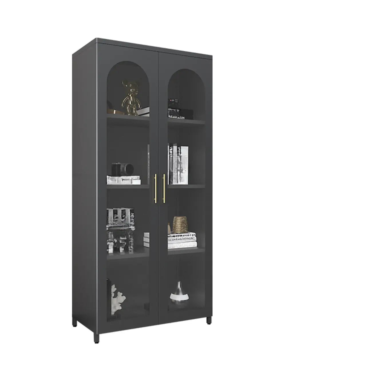 Armoire de rangement verticale moderne en métal avec portes vitrées