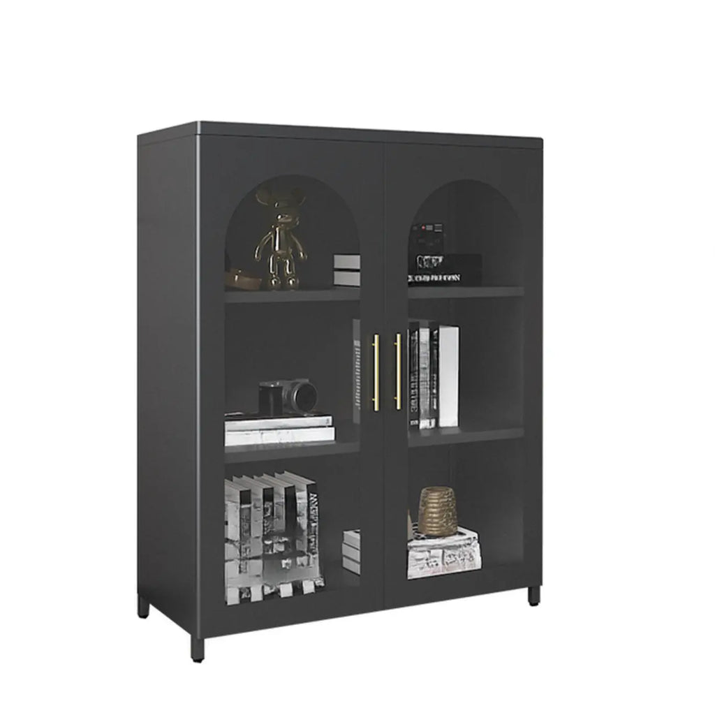 Armoire de rangement verticale moderne en métal avec portes vitrées