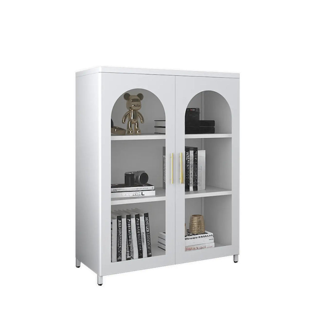 Armoire de rangement verticale moderne en métal avec portes vitrées