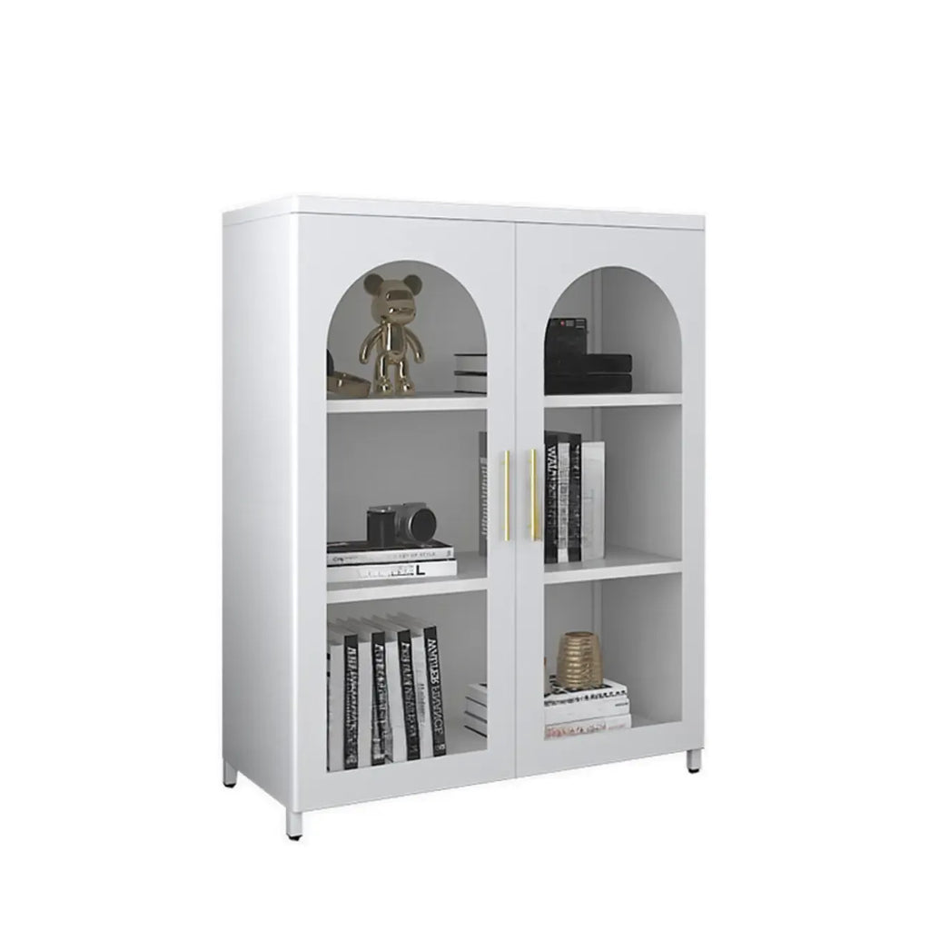 Armoire de rangement verticale moderne en métal avec portes vitrées