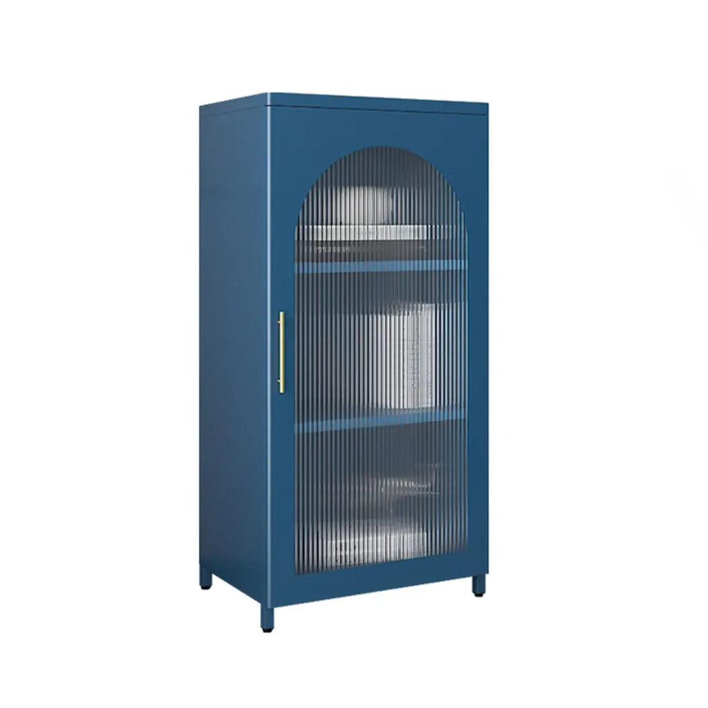 Armoire de rangement verticale moderne en métal avec portes vitrées