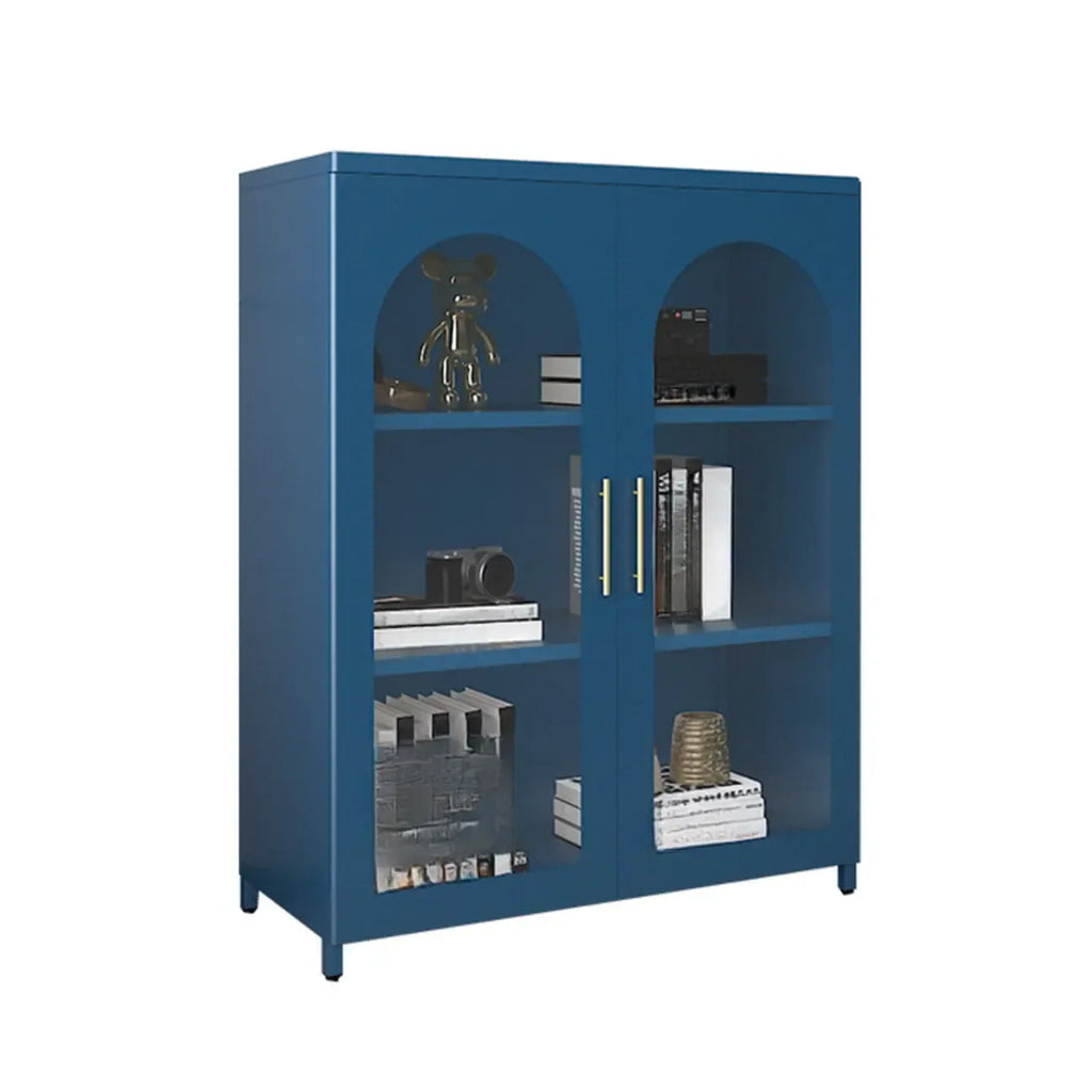 Armoire de rangement verticale moderne en métal avec portes vitrées