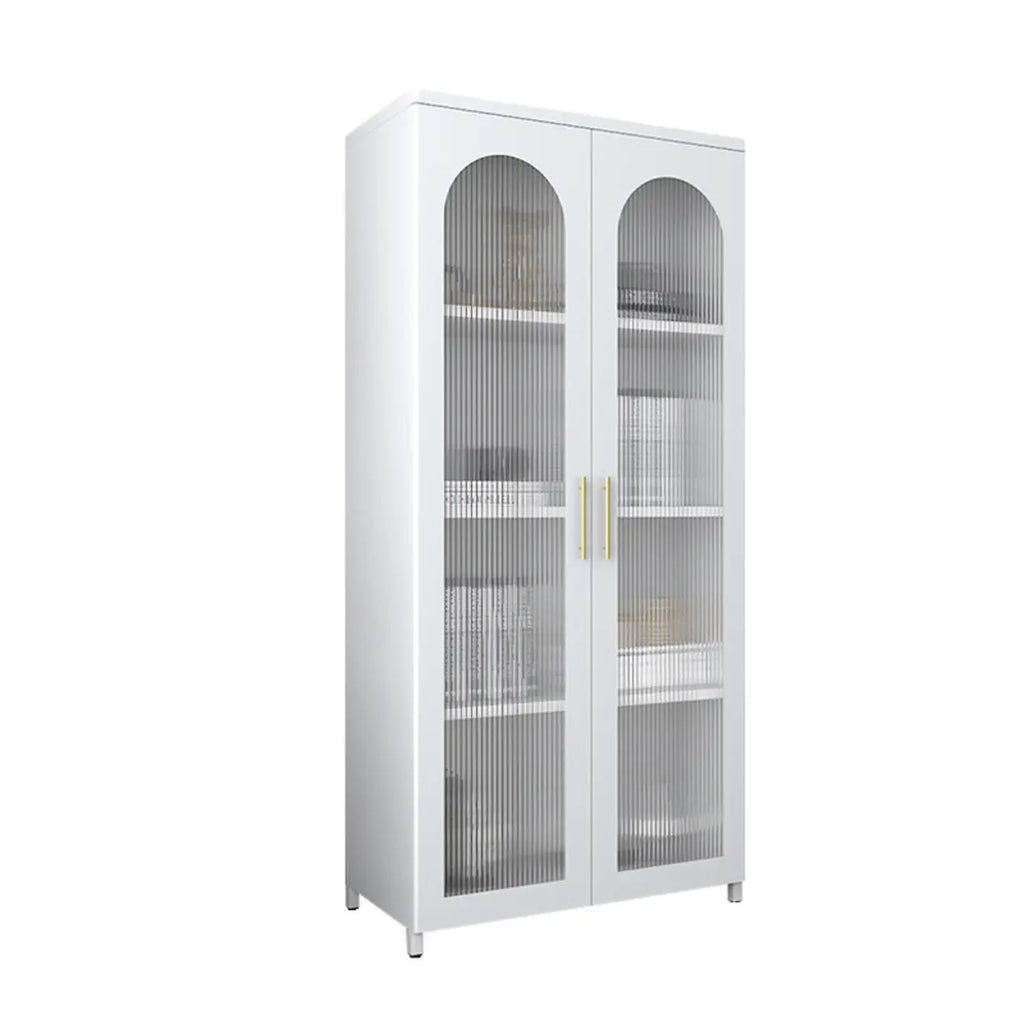 Armoire de rangement verticale moderne en métal avec portes vitrées