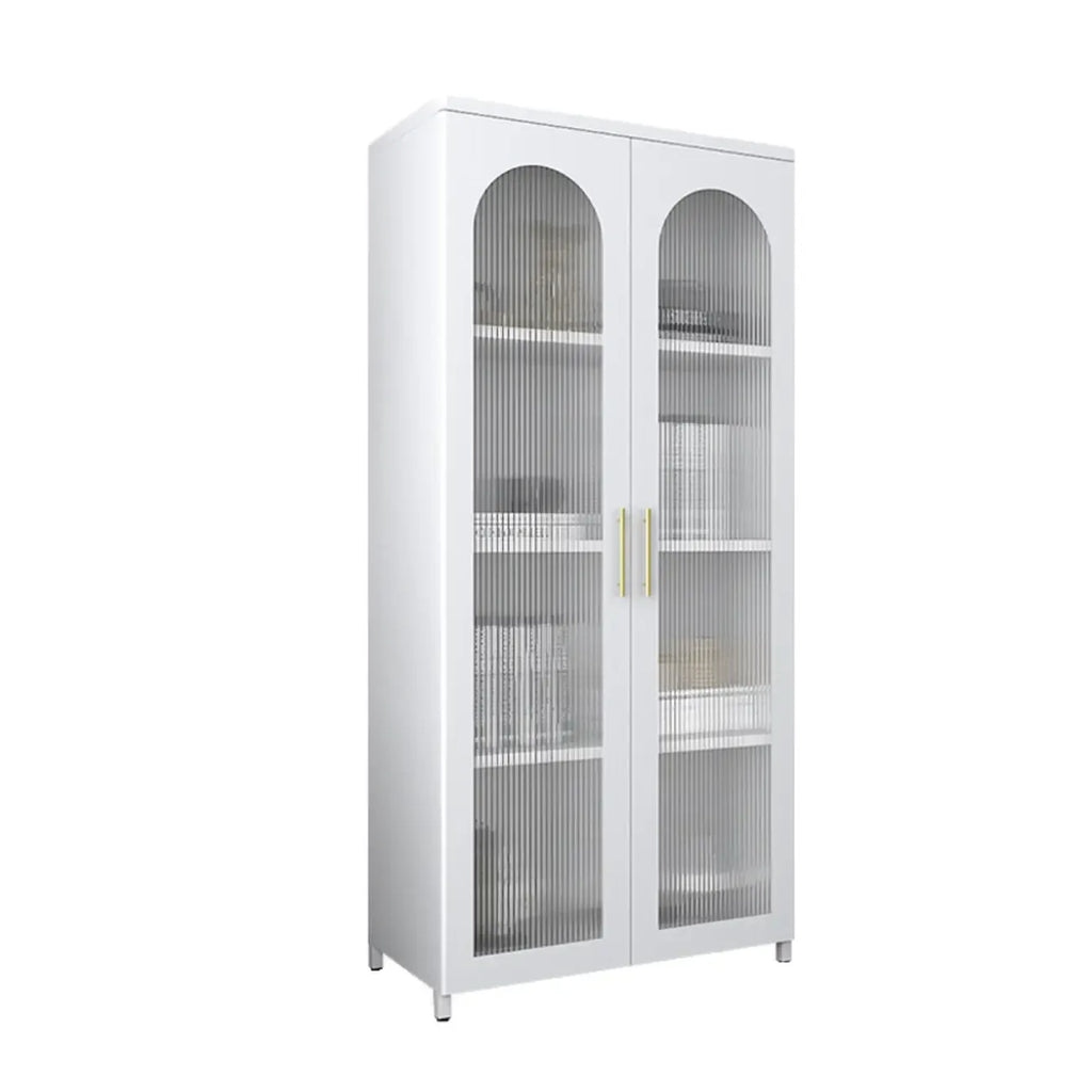Armoire de rangement verticale moderne en métal avec portes vitrées