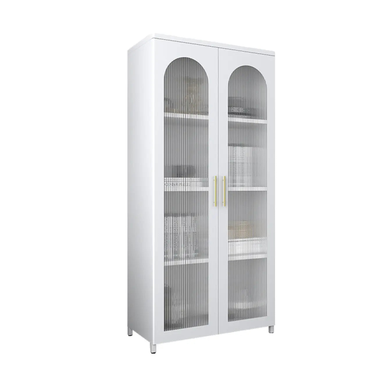 Armoire de rangement verticale moderne en métal avec portes vitrées