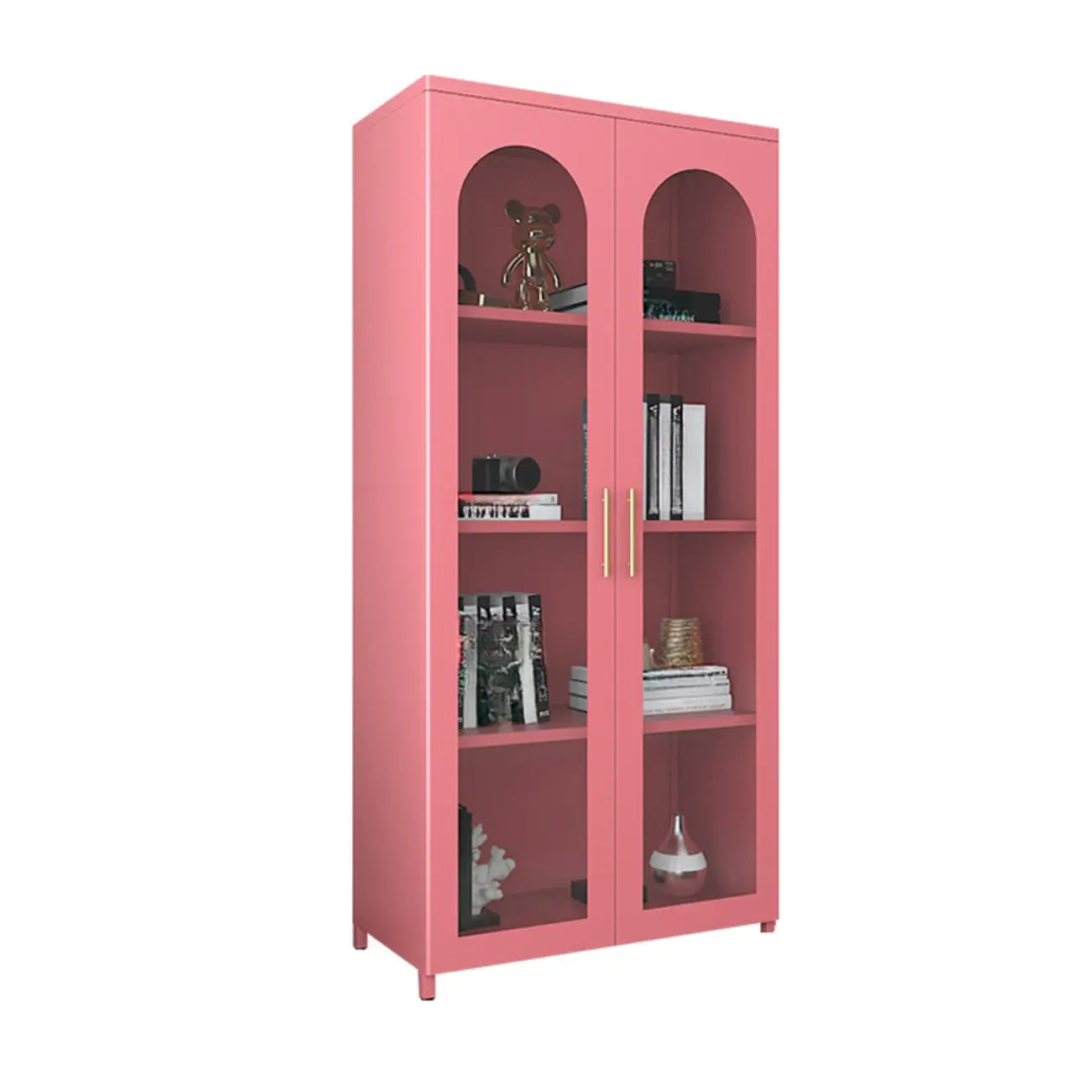 Armoire de rangement verticale moderne en métal avec portes vitrées