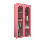 Armoire de rangement verticale moderne en métal avec portes vitrées