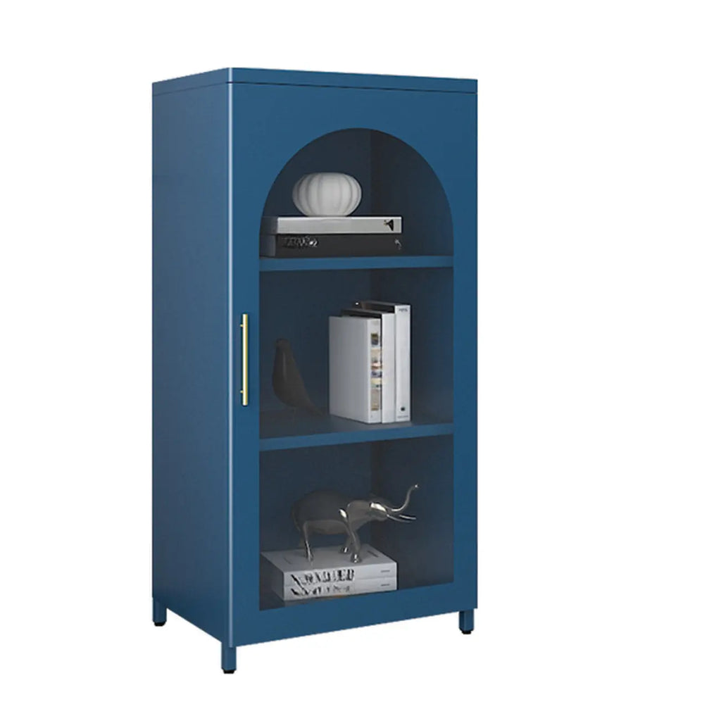 Armoire de rangement verticale moderne en métal avec portes vitrées