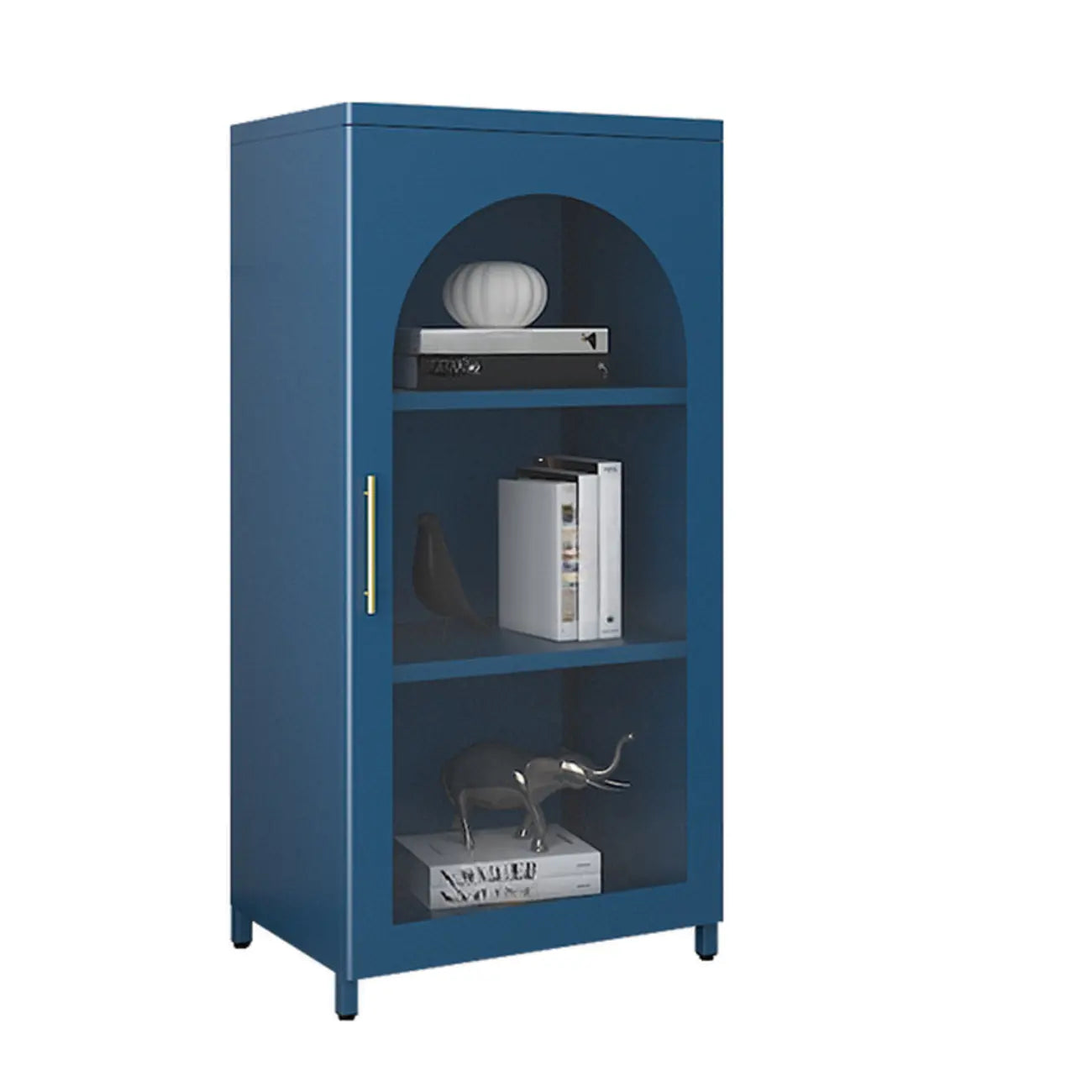 Armoire de rangement verticale moderne en métal avec portes vitrées