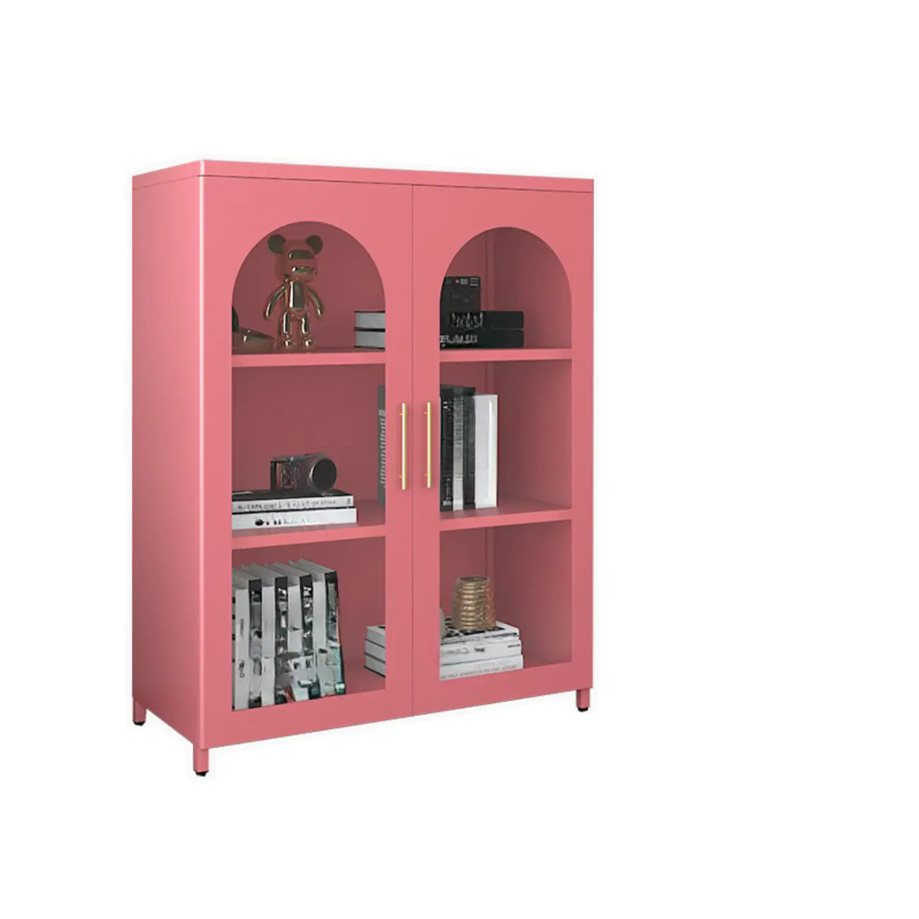 Armoire de rangement verticale moderne en métal avec portes vitrées