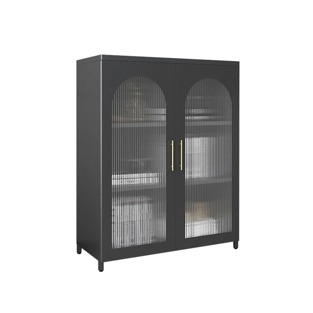 Armoire de rangement verticale moderne en métal avec portes vitrées