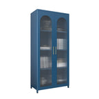 Armoire de rangement verticale moderne en métal avec portes vitrées