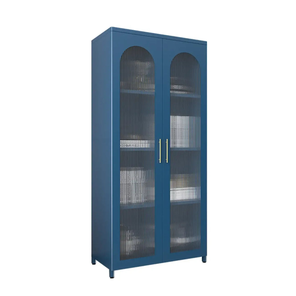 Armoire de rangement verticale moderne en métal avec portes vitrées