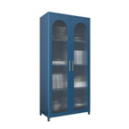 Armoire de rangement verticale moderne en métal avec portes vitrées