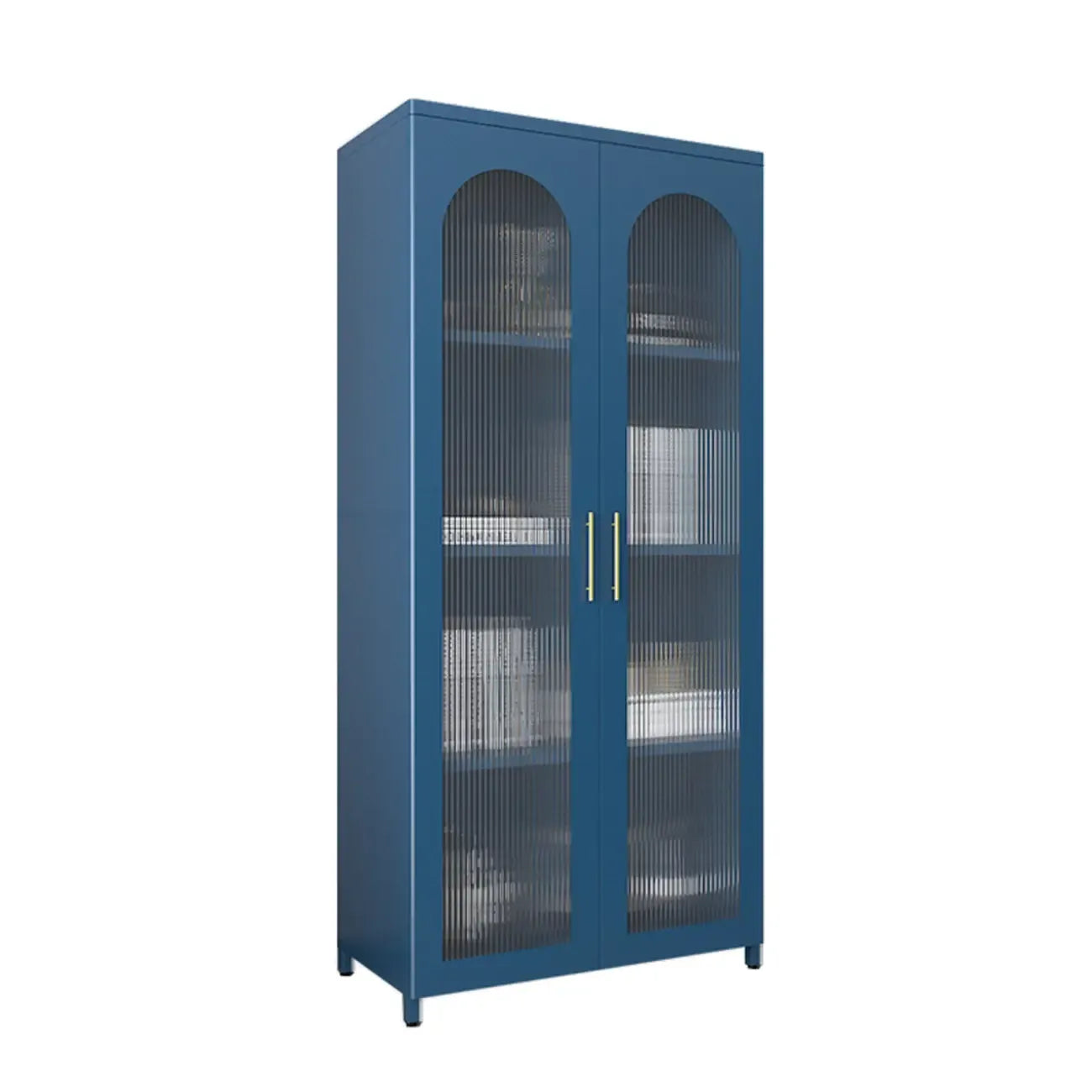 Armoire de rangement verticale moderne en métal avec portes vitrées