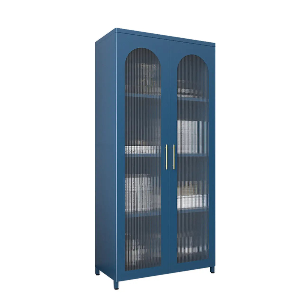 Armoire de rangement verticale moderne en métal avec portes vitrées